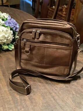 HKWIP bronze brown sparkly crossbody bag
